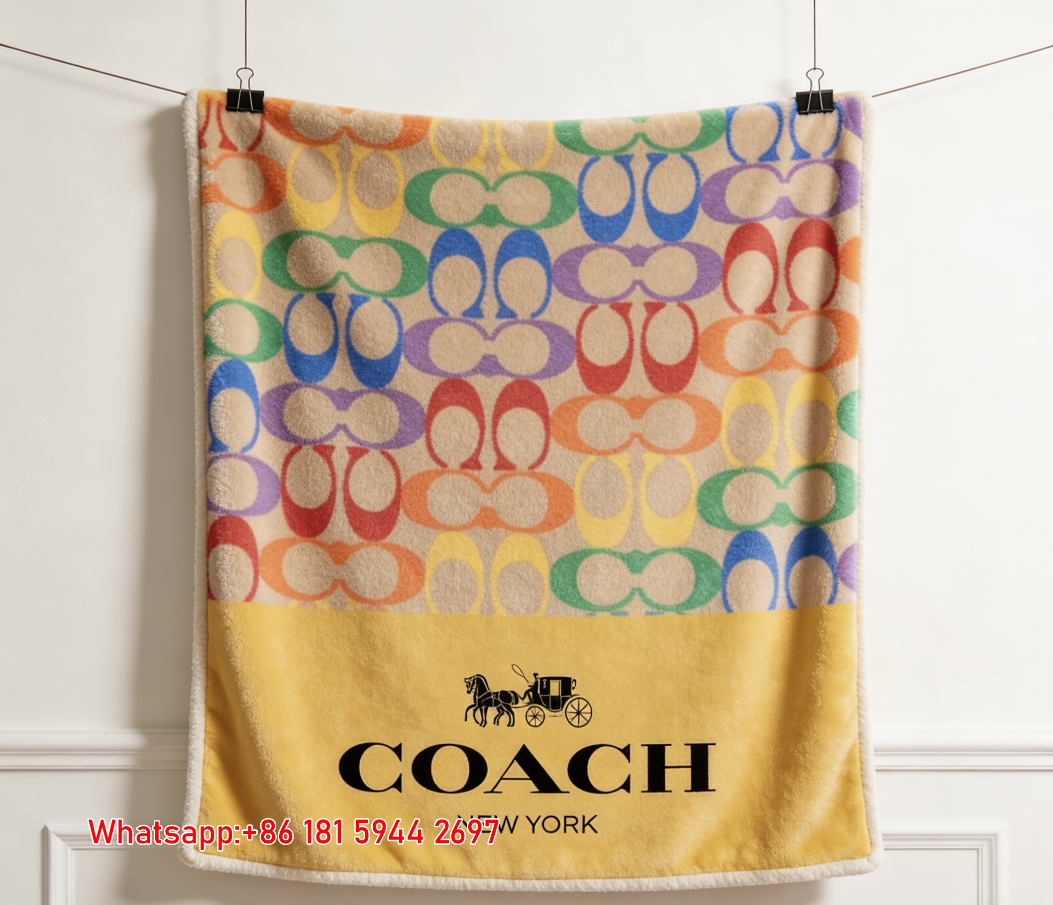 Coach Rainbow Monogram Flannel Throw Blanket C020